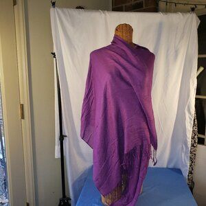 Women's Purple Pashmina w/Fringe - OS